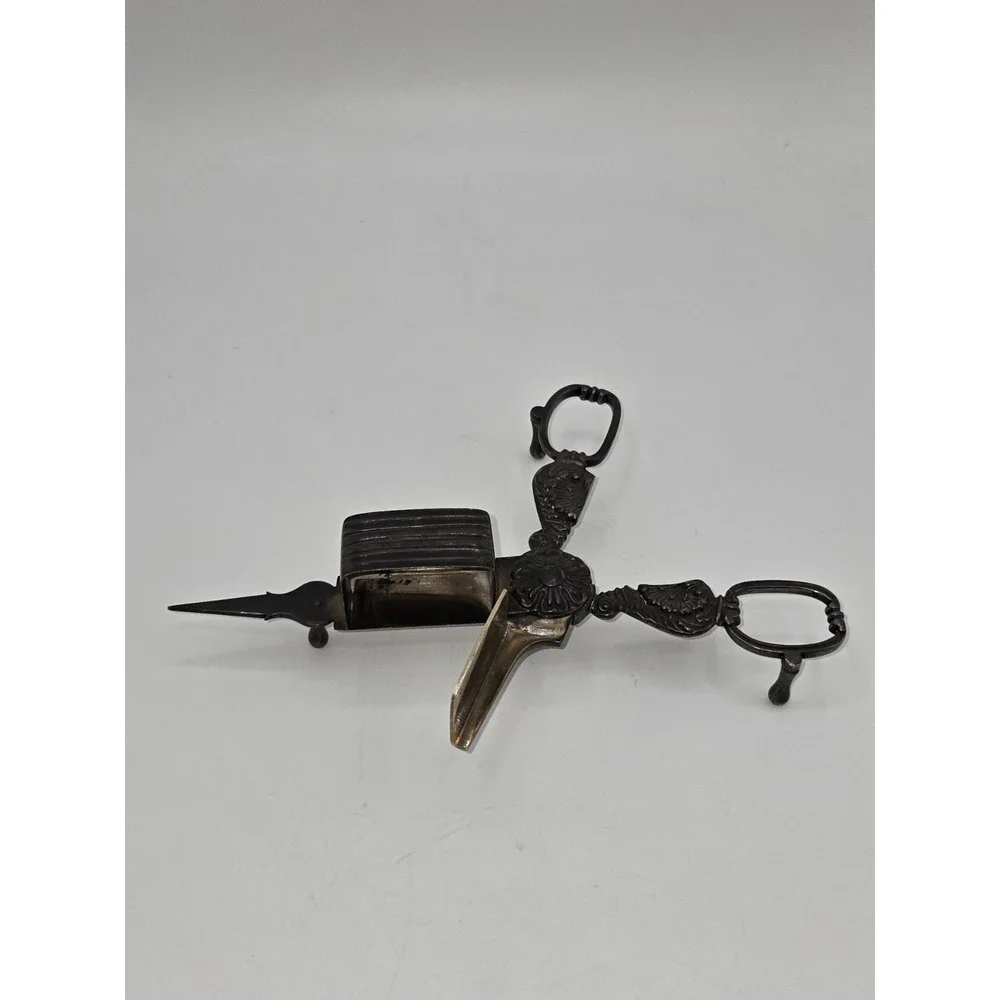 Antique Footed Ornate Candle Snuffer‎ Scissors Wick Cutter Trimmer